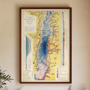 Impresión vintage del mapa geológico del Mar Muerto, póster de geología de Israel, regalo de arte mural científico