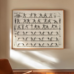 Vintage Fecht Karte Print, Fechten Poster, Fechten Geschenk Wandkunst