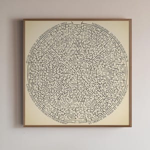 Impresión de laberinto vintage, mapa del laberinto italiano, arte de pared, regalo para el hogar