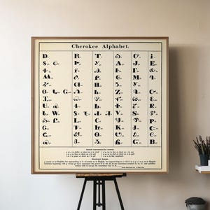 Cherokee Alphabet - Ureinwohner Alphabet - Vintage Chart Print, Wandkunst der amerikanischen Ureinwohner, Geschenk für Linguisten