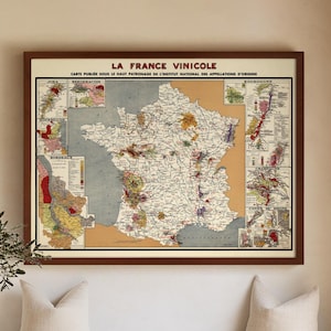 Wine-Growing France Vintage Map Print, 1949 French Vineyards Wall Art & Decor