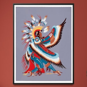 Eagle Dancer - vintage schilderij print, Indiaanse kunst aan de muur decor, Southwestern Wall Art Home cadeau
