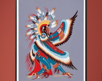 Eagle Dancer Vintage Art Print: American Indian Southwestern Decor