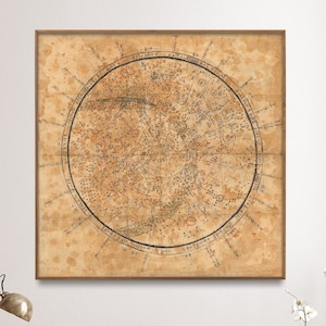 Zodiaque coréen - impression de carte céleste, graphique de constellation vintage, art mural du zodiaque