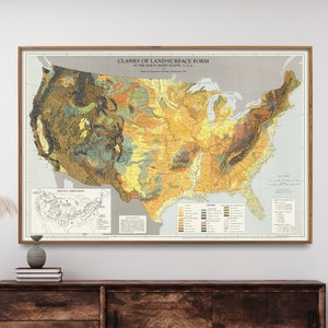 Boden Karte der Vereinigten Staaten von Amerika - Vintage geologische Karte der USA Poster Druck, geologische Karte Wandkunst