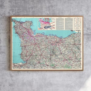 Battle of Normandy: D Day Aftermath - Vintage WW2 Map Print, Wall Art Home Gift