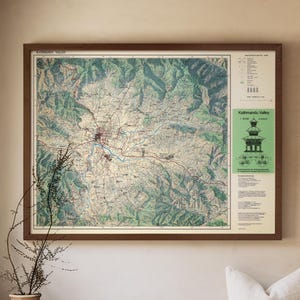 Old Kathmandu Map, Kathmandu Valley, Nepal Painting, Large Map Wall Art, Vintage Map Print