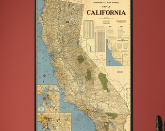 カリフォルニア州アートマップ 16インチ x 20インチ - Etsy 日本