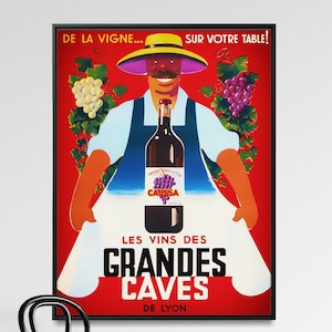 Vintage French Wine Poster| Dining, Restaurant Wall Art| Wine Art For Walls| A Restored Reproduction
