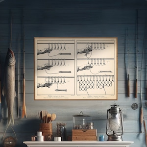 Vintage Fishing Print| Fishing Cabin Decor| Great Fishing Gift For Men