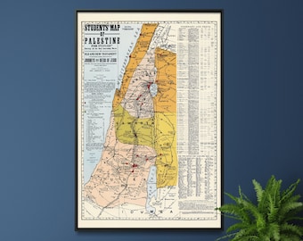 Vintage Palästina Landkarte Print: Biblisches Israel, christliches Wohndekor