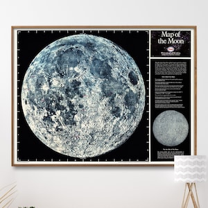 Mappa della Luna, stampa vintage, poster con mappa lunare, regalo per la casa, decorazione da parete