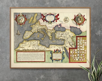 Roman Empire Ancient Map Print| Vintage Roman Map Poster| Historical Wall Art Home Gift