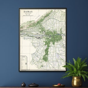 Vintage Damascus Map Print: 1942 Syrian Wall Art