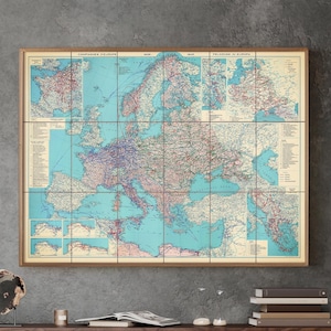 WW2: Europe Campaigns - Vintage Map Print, 1947 Large Military Wall Art