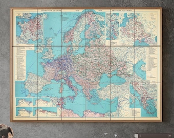 1943年アンティーク戦時ヨーロッパ地図 ヴィンテージヨーロッパ地図