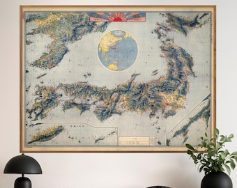 Vintage Japan Map Print: 1921 Japanese Home Decor Wall Art