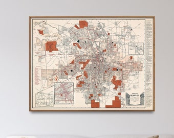 Fort Worth Vintage Map Print| Fort Worth, Texas Map Poster| Wall Art Home Gift