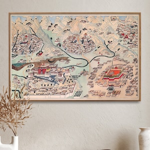 Buddhistischer Palast in Lhasa| Vintage Karte Drucken | Lhasa, Tibet Karte Poster | Buddhistische Wand Kunst Zuhause Geschenk