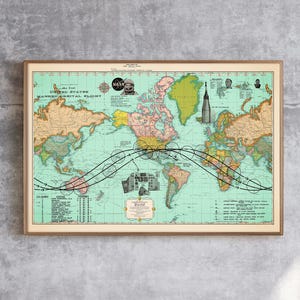 Vintage kaart eerste Amerikaanse bemande orbitale vlucht, poster jaren 60, decor ruimtegeschiedenis, NASA-cadeau