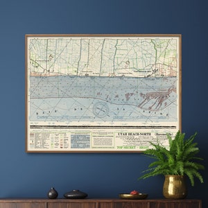 Normandia Utah Beach Nord/ Mappa D Day Stampa/ Invasione della Normandia 1944/ Poster mappa Seconda Guerra Mondiale/ Mappa Esercito degli Stati Uniti