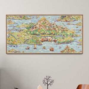 Impresión de mapa vintage de Fairyland, póster infantil largo y estrecho, arte de pared, regalo para el hogar