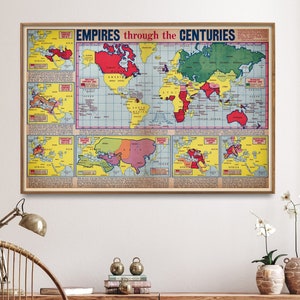 World Empires Vintage Map Print, Historical Map Poster, History Classroom Gift