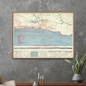 Normandy Omaha Beach West| D Day Map Print| Normandy Invasion 1944| World War 2 Map Poster| Us Army Map