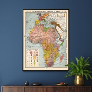 Colonie africane d'Europa - Stampa mappa d'epoca, poster del colonialismo europeo, regalo d'arte murale storica