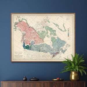 Canadian Indian Tribes Vintage Map Print| North American Natives Distribution Chart| Canada Ethnological Map Poster