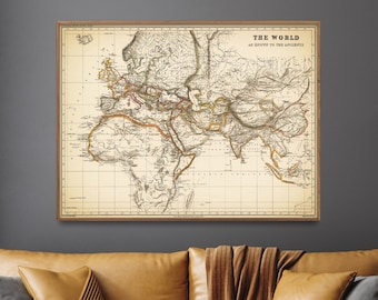 Ancient World Vintage Map Print| Roman Empire Map| Classic Wall Art Home Gift