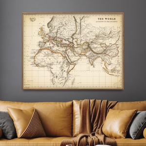 Stampa di mappa del mondo antico d'epoca/Mappa dell'Impero romano/Arte murale classica, regalo per la casa