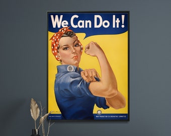 We Can Do It: Rosie The Riveter - Vintage WW2 Poster Print, Wall Art Home Gift