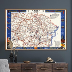 Grande Romania - Stampa mappa vintage, regalo per la casa con arte murale rumena