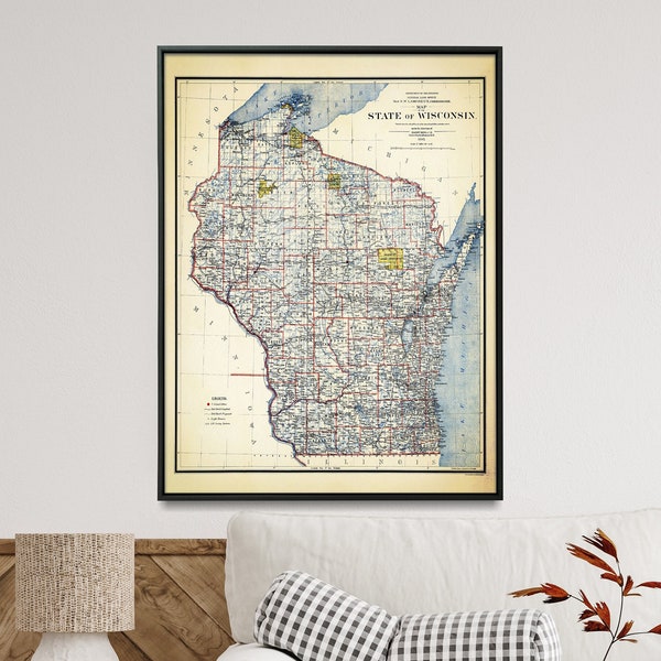 Wisconsin Map Art - Etsy