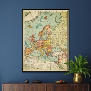 Stampa mappa vintage dell'Europa/Poster mappa ritratto grande/Arte murale regalo per la casa