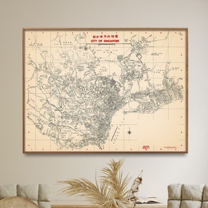 Singapore City Vintage Map Print| Large Map Poster| Wall Art Home Gift