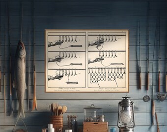Vintage Fishing Print| Fishing Cabin Decor| Great Fishing Gift For Men