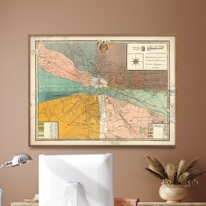 Vintage kaartafdruk Tabriz, Iran | Oude kaartposter| Iraans muurkunst wooncadeau