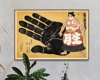 Sumo Wrestler Vintage Painting Print| Japanese Wall Art Home Decor| Japan Sport Poster