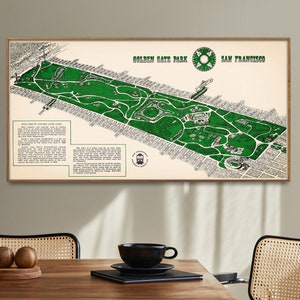 Golden Gate Park, San Francisco| Vintage Karte Drucken | Langes & schmales Poster | Wand Kunst Home Geschenk