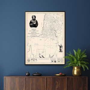 Hijos de Israel: Éxodo - Impresión de mapa antiguo, gráfico bíblico de Egipto a Tierra Santa