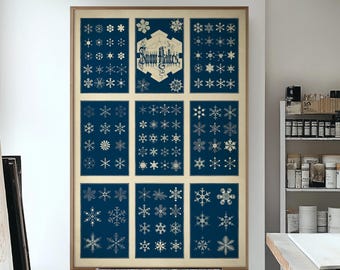Vintage 1863 Snowflakes Chart - Victorian Crystallography Illustration Print