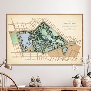 Prospect Park, Brooklyn City, Ny - Vintage Map Print, Wall Art Home Gift