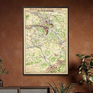 Wine Map of Champagne| France Vineyards| Dining, Restaurant, Kitchen| Decor, Poster, Wall Art, Gift, Large Print