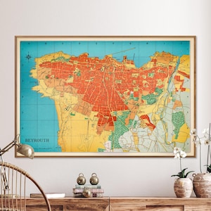 Beyrouth, Liban - impression de carte vintage, art mural cadeau pour la maison
