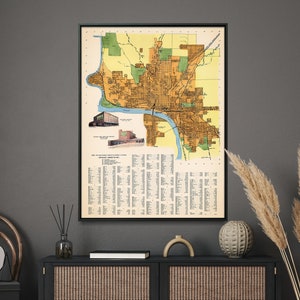 Sioux City, Iowa, Vintage Map Print| Street Map Poster| Wall Art Home Gift