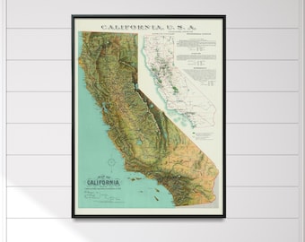 California Viticulture Vintage Map Print| California Wine Poster| Home Gift Wall Art