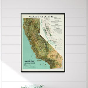 Impresión de mapa vintage de viticultura de California/ Póster de vinos de California/ Arte mural para regalar en casa