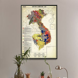 Geologische Karte von Vietnam | Geologische Karte Vietnam | Vintage Geologie Karte Drucken | Vietnam Wandkunst